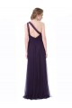 Cheap One Shoulder Long Tulle Bridesmaid Gown with Sheer Netting Strap UK