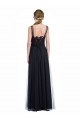 Cheap Full Length Tulle Bridesmaid Dress with Lace Bodice and Soft Tulle Illusion Top UK