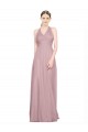 Cheap Ruffled Halter V-Neck Long Tulle Bridesmaid Dress with Pleats UK