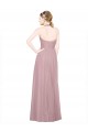 Cheap Ruffled Halter V-Neck Long Tulle Bridesmaid Dress with Pleats UK