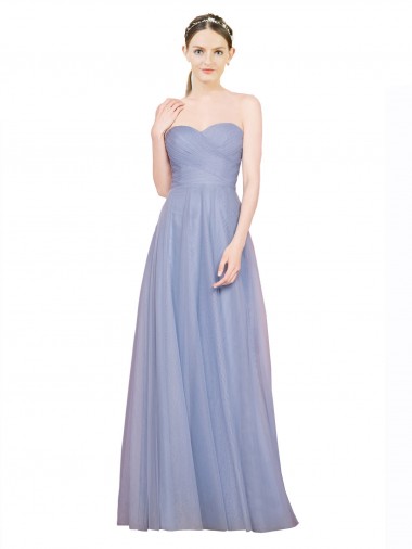 Cheap Strapless Sweetheart A-Line Tulle Bridesmaid Dress with Low Back UK