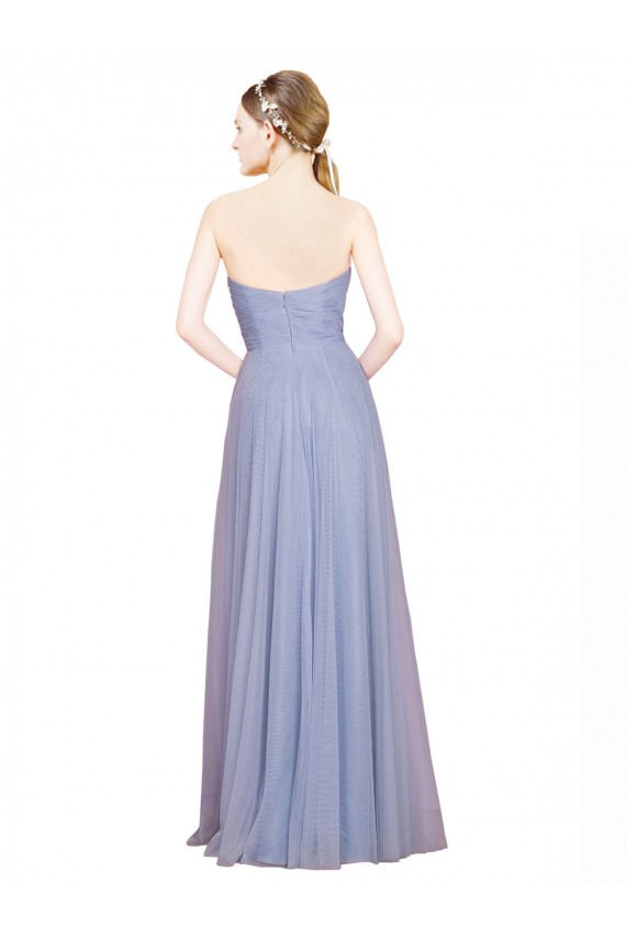 Cheap Strapless Sweetheart A-Line Tulle Bridesmaid Dress with Low Back UK