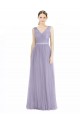 Cheap Wide Straps V-Neck Long Tulle Bridesmaids with Belt UK