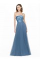 Cheap Long Strapless Bridesmaid Dress with Soft Tulle Overlay UK