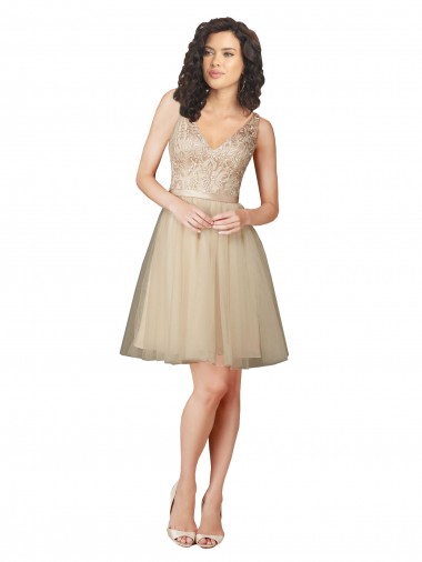 Cheap Tulle Bridesmaid Dress with Embroidery and Beading UK