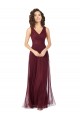 Cheap Long A-Line V-Neck Tulle Bridesmaid Dress UK