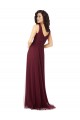 Cheap Long A-Line V-Neck Tulle Bridesmaid Dress UK