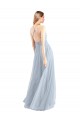 Cheap Halter Neckline Slim A-Line Tulle Bridesmaid Dress UK