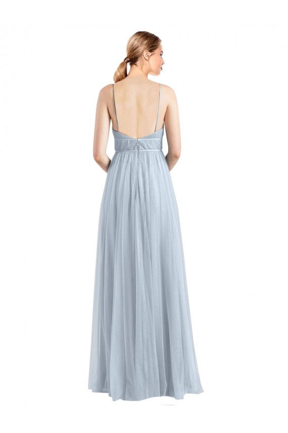 Cheap Spaghetti Straps V-Neck Slim A-Line Tulle Bridesmaid Dress UK