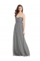 Cheap Shirred Strapless Bodice Long Tulle Bridesmaid Dress with Sweetheart Neckline UK