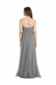 Cheap Shirred Strapless Bodice Long Tulle Bridesmaid Dress with Sweetheart Neckline UK
