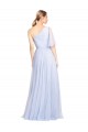 Cheap Flutter Sleeves One Shoulder Long Tulle Bridesmaid Dress UK