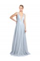 Cheap Plunging Deep V-Neck Long Tulle Bridesmaid Dress with V-Back UK