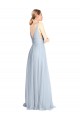 Cheap Plunging Deep V-Neck Long Tulle Bridesmaid Dress with V-Back UK