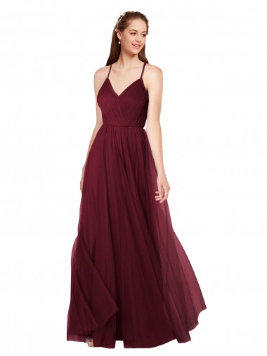 Cheap Beach-inspired Sweetheart Tulle Long Bridesmaid Dress UK