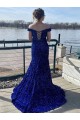 Cheap Off the Shoulder Sleeveless Long Sweep Train Velvet Sequin Prom Dress UK