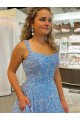 Cheap A-Line Scoop Sleeveless Long Court Train Velvet Sequin Prom Dress UK
