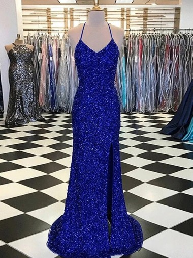 Cheap V-Neck Sleeveless Long Velvet Sequin Prom Dress UK