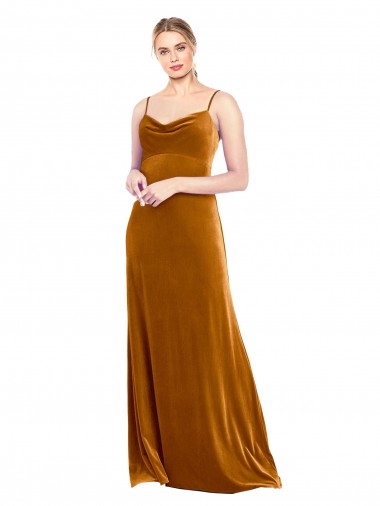 Cheap Long Velvet Cowl Neck Slip Bridesmaid Dress / Prom Dress UK
