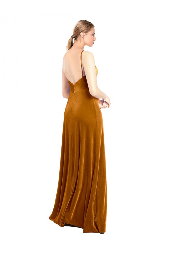 Cheap Long Velvet Cowl Neck Slip Bridesmaid Dress / Prom Dress UK
