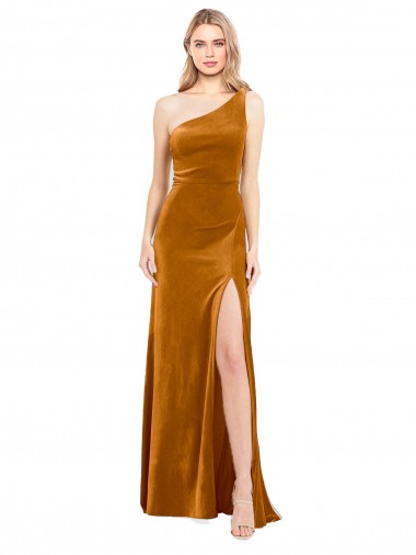 Cheap Sleek One Shoulder Long Formal Velvet Bridesmaid Dress / Prom Dress UK