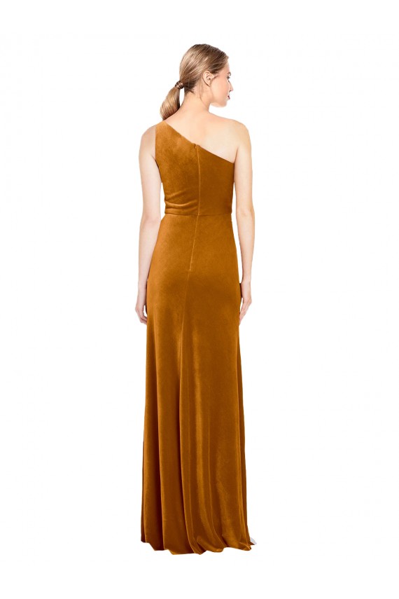 Cheap Sleek One Shoulder Long Formal Velvet Bridesmaid Dress / Prom Dress UK