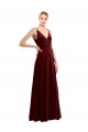 Cheap Faux Wrap V-Neck Sleek Long Formal Velvet Bridesmaid Dress / Prom Dress UK