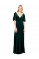 Cheap Deep V-Neck Flutter Sleeves Long Velvet Wrap Bridesmaid Dress / Prom Dress UK