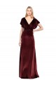 Cheap Flutter Sleeves Open Back Long Velvet Bridesmaid Dress / Prom Dress UK