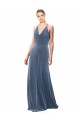 Cheap Halter Cowl Neck Long A-Line Velvet Bridesmaid Dress / Prom Dress with Keyhole Back UK