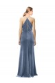 Cheap Halter Cowl Neck Long A-Line Velvet Bridesmaid Dress / Prom Dress with Keyhole Back UK