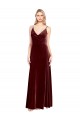 Cheap Faux Surplice Neckline Slim A-Line Long Velvet Bridesmaid Dress / Prom Dress UK
