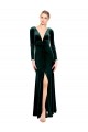 Cheap Plunging V-Neckline Long Sleeves Open Back Velvet Bridesmaid Dress / Prom Dress UK