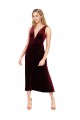 Cheap Daring Plunging V-Neckline Short Midi Cocktail Length Velvet Bridesmaid Dress / Prom Dress UK