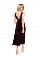 Cheap Daring Plunging V-Neckline Short Midi Cocktail Length Velvet Bridesmaid Dress / Prom Dress UK
