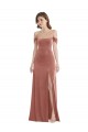 Cheap Off the Shoulder Flounce Sleeve Velvet Maxi Bridesmaid Dress / Prom Dress with Pockets UK