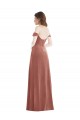 Cheap Off the Shoulder Flounce Sleeve Velvet Maxi Bridesmaid Dress / Prom Dress with Pockets UK