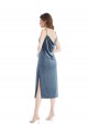 Cheap Midi Length Asymmetrical One Shoulder Velvet Slip Bridesmaid Dress / Prom Dress UK