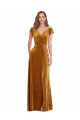 Cheap Cap Sleeve Faux Wrap Formal Velvet Maxi Bridesmaid Dress / Prom Dress with Pockets UK