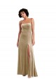 Cheap Square Neck Formal Velvet Maxi Bridesmaid Dress / Prom Dress with Front Slit & Pockets UK