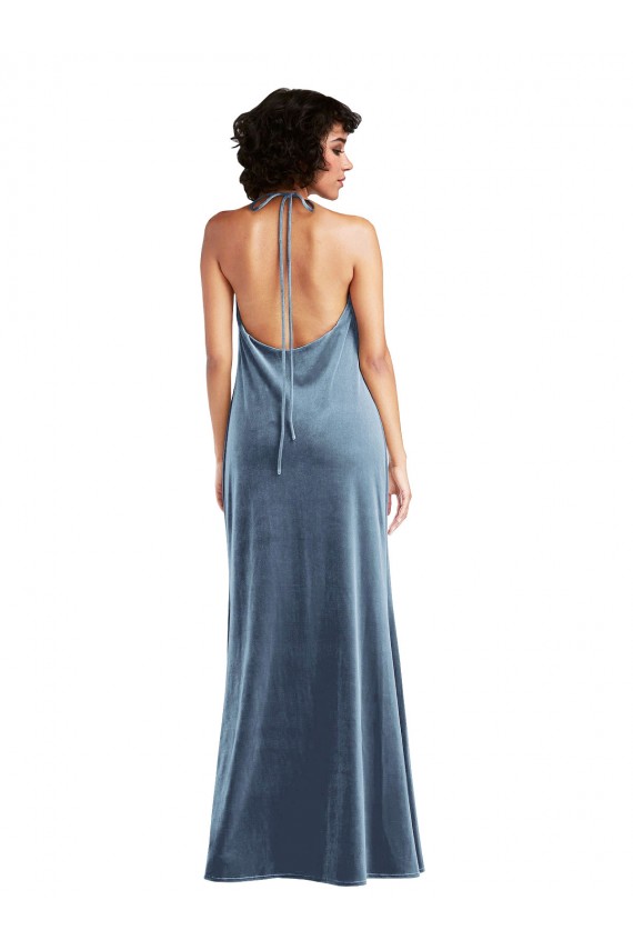 Cheap Cowl Neck Convertible Velvet Maxi Slip Dress UK
