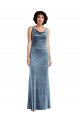 Cheap Floor Length Cowl Neck Long Stretch Velvet Maxi Bridesmaid Dress / Prom Dress UK