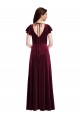 Cheap Flutter Sleeve Velvet Maxi Bridesmaid Dress / Prom Dress with Pockets UK