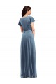 Cheap Flutter Sleeve Velvet Wrap Maxi Bridesmaid Dress / Prom Dress with Pockets UK