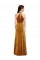 Cheap High-Neck Halter Velvet Maxi Bridesmaid Dress / Prom Dress with Front Slit UK