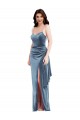 Cheap Spaghetti Strap Formal Velvet Maxi Bridesmaid Dress / Prom Dress with Draped Skirt UK