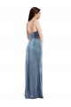 Cheap Spaghetti Strap Formal Velvet Maxi Bridesmaid Dress / Prom Dress with Draped Skirt UK