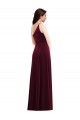 Cheap One Shoulder Spaghetti Strap Velvet Maxi Bridesmaid Dress / Prom Dress with Pockets UK