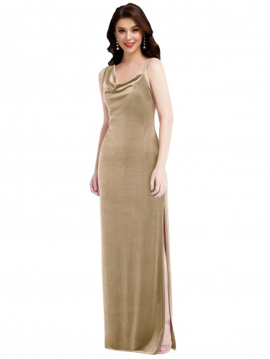 Cheap Asymmetrical One Shoulder Formal Velvet Maxi Slip Bridesmaid Dress / Prom Dress UK