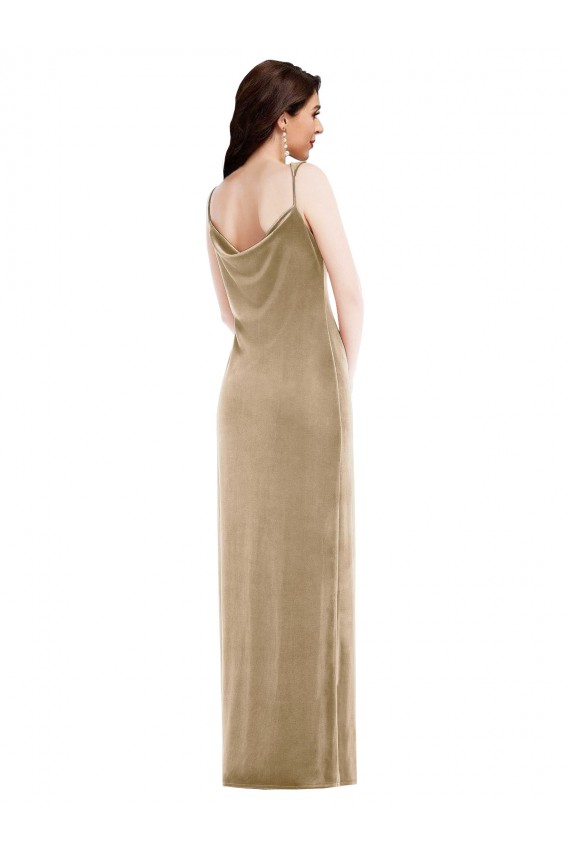 Cheap Asymmetrical One Shoulder Formal Velvet Maxi Slip Bridesmaid Dress / Prom Dress UK